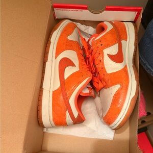 Nike orange and White dunks